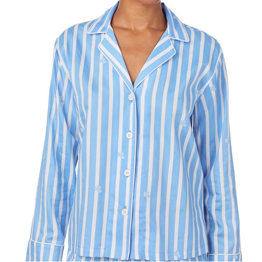 Polo by Ralph Lauren Blue and White Striped Pajama Set